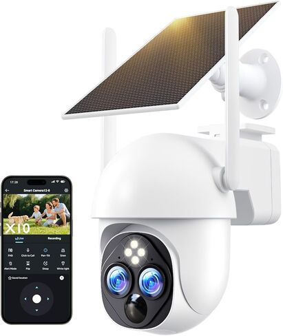 Solar Security Cameras Wireless Outdoor, HD 10× Zoom Cameras for Home Security, PIR Detection/IP65 Weatherproof/2-Way Audio/360°View in Saudi Arabia