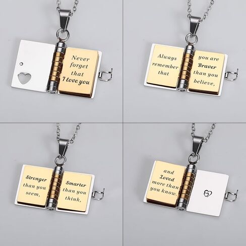 Daughter Book Necklace, Easter Basket Stuffers for Teen Girls, Adult Daughter Gifts from Mom, 21st Birthday Jewelry Necklace for Her, Graduation Gifts for Daughters, Gift for 17 Year Old Girls in Saudi Arabia
