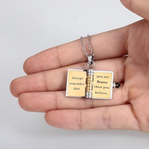 Daughter Book Necklace, Easter Basket Stuffers for Teen Girls, Adult Daughter Gifts from Mom, 21st Birthday Jewelry Necklace for Her, Graduation Gifts for Daughters, Gift for 17 Year Old Girls in Saudi Arabia