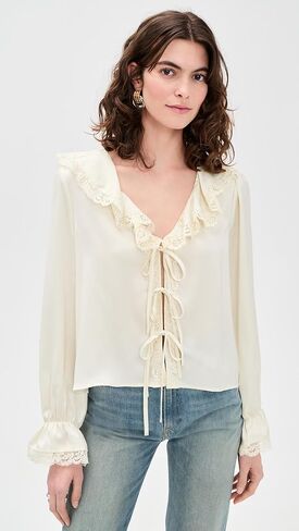WAYF Women's Lacey Tie Front Top in Saudi Arabia