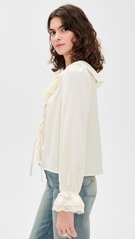 WAYF Women's Lacey Tie Front Top in Saudi Arabia