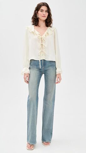 WAYF Women's Lacey Tie Front Top in Saudi Arabia