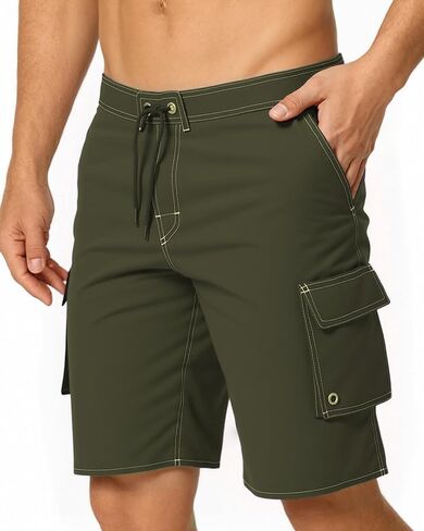 Men's Swim Trunks Quick Dry Solid Color Board Shorts with Compression Liner in Saudi Arabia