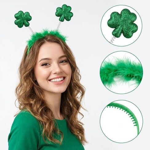 St Patricks Day Headband for Women Green Glitter Shamrock Hairband St Patrick's Day Hair Accessories for Costume Party in Saudi Arabia