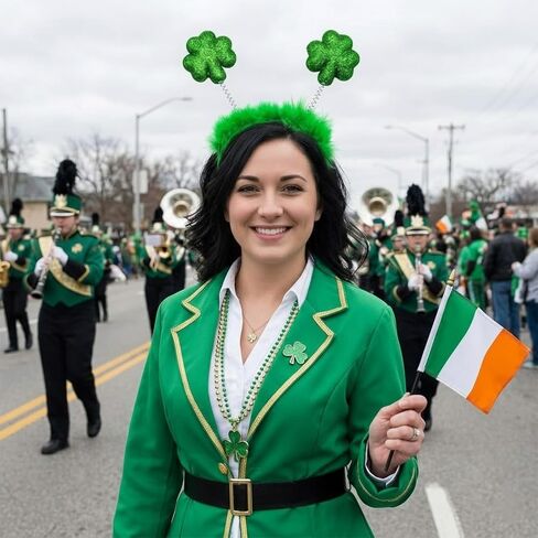 St Patricks Day Headband for Women Green Glitter Shamrock Hairband St Patrick's Day Hair Accessories for Costume Party in Saudi Arabia
