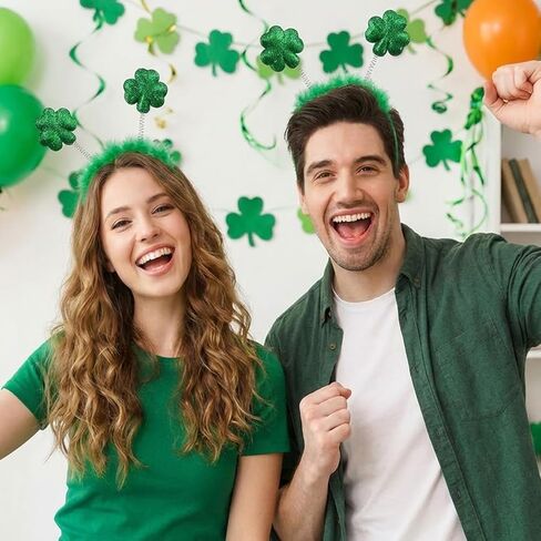 St Patricks Day Headband for Women Green Glitter Shamrock Hairband St Patrick's Day Hair Accessories for Costume Party in Saudi Arabia