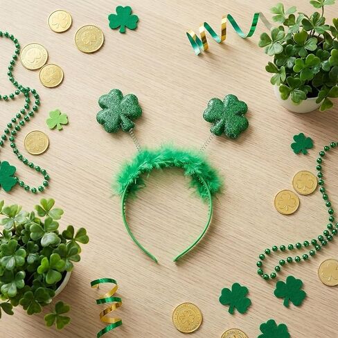 St Patricks Day Headband for Women Green Glitter Shamrock Hairband St Patrick's Day Hair Accessories for Costume Party in Saudi Arabia