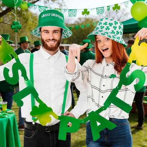 St Patricks Day Hat - Reversible Green Bucket Hat Irish Shamrock Hat Leprechaun Hat St Patricks Hat for Women Men Lucky Hat St Patricks Day Accessories Outfit for St Pattys Day Party Parades in Saudi Arabia