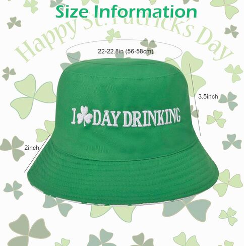 St Patricks Day Hat - Reversible Green Bucket Hat Irish Shamrock Hat Leprechaun Hat St Patricks Hat for Women Men Lucky Hat St Patricks Day Accessories Outfit for St Pattys Day Party Parades in Saudi Arabia