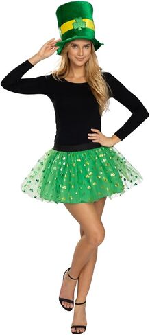 قبعة علوية من Leprechaun باللون الأخضر للفصول، إكسسوار زي عيد القديس باتريك مع تصميم شامروك، قبعة مخملية لحفلات المهرجانات للبالغين in Saudi Arabia
