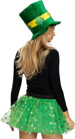 قبعة علوية من Leprechaun باللون الأخضر للفصول، إكسسوار زي عيد القديس باتريك مع تصميم شامروك، قبعة مخملية لحفلات المهرجانات للبالغين in Saudi Arabia