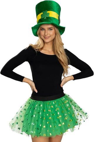 قبعة علوية من Leprechaun باللون الأخضر للفصول، إكسسوار زي عيد القديس باتريك مع تصميم شامروك، قبعة مخملية لحفلات المهرجانات للبالغين in Saudi Arabia