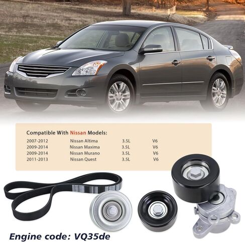 مجموعة شداد الحزام مع بكرة المهمل المتوافقة مع 2007-2012 Nissan Altima، 2009-2014 Maxima/Murano، 2011-2013 Quest 3.5L V6 VQ35de استبدال #39155 11955JA10A 11955JA10B 11955JA10C in Saudi Arabia