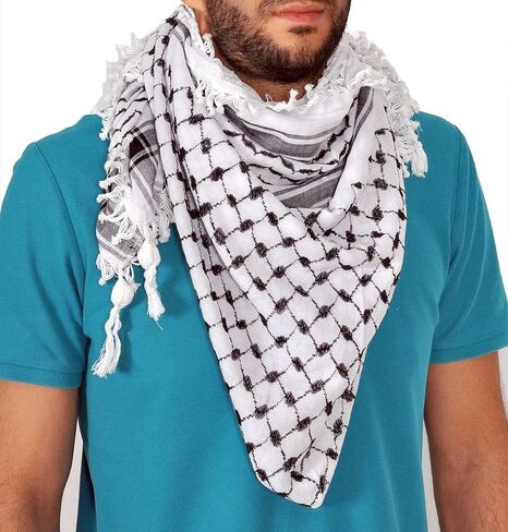الحرباوي وشاح عربي فاخر شماغ كوفية قطن مقاس 47 × 47 بوصة وشاح عربي صنع في فلسطين in Saudi Arabia