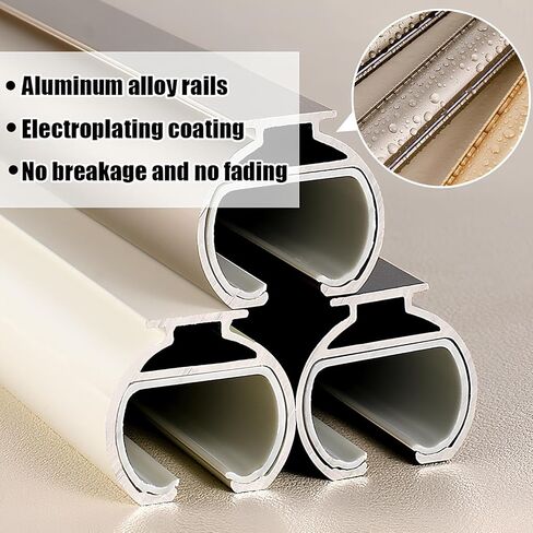 Heavy Duty Aluminum Curtain Track 4m - Roman Curtain Rod for Bedroom, Living Room, Kitchen & Bathroom - Stylish Champagne Finish, Durable & Easy to Install in Saudi Arabia