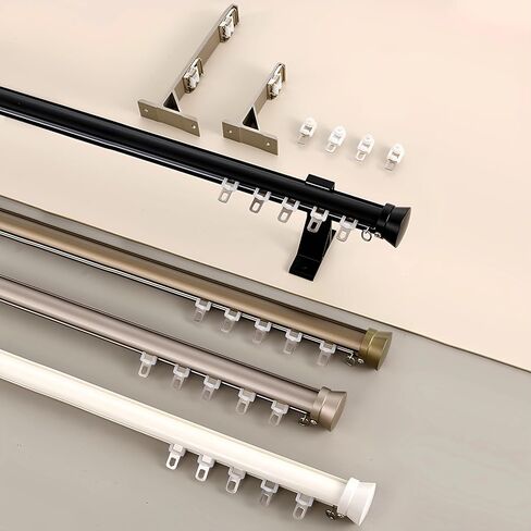 Heavy Duty Aluminum Curtain Track 4m - Roman Curtain Rod for Bedroom, Living Room, Kitchen & Bathroom - Stylish Champagne Finish, Durable & Easy to Install in Saudi Arabia