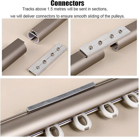Heavy Duty Aluminum Curtain Track 4m - Roman Curtain Rod for Bedroom, Living Room, Kitchen & Bathroom - Stylish Champagne Finish, Durable & Easy to Install in Saudi Arabia
