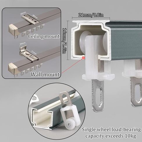 Heavy Duty Soundproof Room Divider Ceiling Track Set - Adjustable Curtain Rods for Living Room & Bedroom, Grey Wall, 1.6m (2 x 80cm) - Perfect Privacy Solution in Saudi Arabia