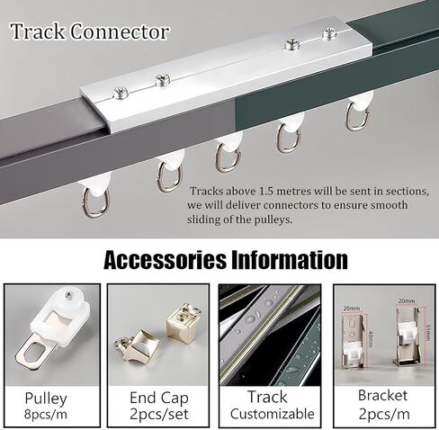 Heavy Duty Soundproof Room Divider Ceiling Track Set - Adjustable Curtain Rods for Living Room & Bedroom, Grey Wall, 1.6m (2 x 80cm) - Perfect Privacy Solution in Saudi Arabia