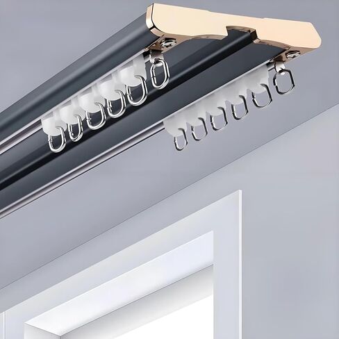 Adjustable Heavy Duty Curtain Track System - Easy Install Ceiling & Wall Mount Drapery Rod for Smooth Gliding Curtains, Perfect for Modern Home Decor, Rose Gold, 4.90m in Saudi Arabia