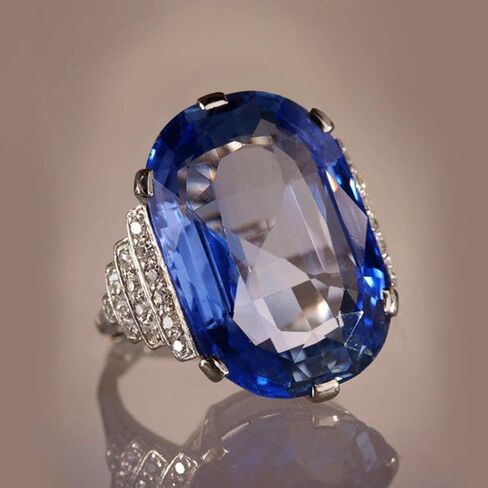 White Gold Plated Blue Oval Cubic Zirconia Inlaid Elegant Engagement Rings Wedding Bridal Band Promise Rings Evening Parties Anniversary Valentine's Day Gifts Eternity Bands for Women in Saudi Arabia