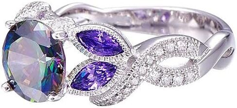 1pc Elegant Iridescent Gemstone Ring for Women Ideal for Parties and Dates Versatile Trendy Birthday Gifts in Saudi Arabia