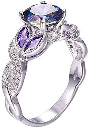 1pc Elegant Iridescent Gemstone Ring for Women Ideal for Parties and Dates Versatile Trendy Birthday Gifts in Saudi Arabia