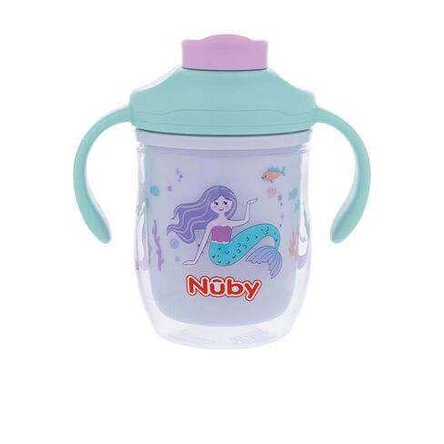 Nuby 2-in-1 Insulated Toddler Cup with 360° Weighted Straw & Hard Spout, 7 oz | Leak-Resistant, Easy Grip Handles, Keeps Drinks Cool for Baby & Toddler Hydration On-the-Go, Dinosaurs in Saudi Arabia