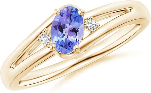 Angara Natural Tanzanite Ring for Women | Prong-Set Tanzanite and Diamond Split Shank Ring in 14K Solid Gold/Silver/Platinum | December Birthday, Anniversary, Gemstone Jewellery Gift in Saudi Arabia
