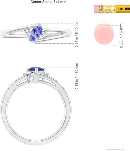 Angara Natural Tanzanite Ring for Women | Prong-Set Tanzanite and Diamond Split Shank Ring in 14K Solid Gold/Silver/Platinum | December Birthday, Anniversary, Gemstone Jewellery Gift in Saudi Arabia