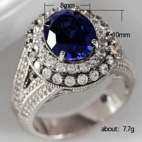 Gorgeous Oval Blue Zirconia Rings for Women Luxury Silver Color Finger Accessories for Anniversary Party in Saudi Arabia