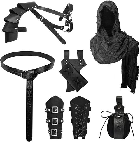 6Pcs Renaissance Accessories, Medieval Costume Accessories Set Viking Belt, Shoulder Armor, Bracers for Cosplay in Saudi Arabia