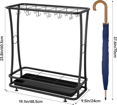tonchean Umbrella Rack Stand,21-Slots Umbrella Holder with Removable Drip Tray Umbrella Storage Free Standing Decor for Home Office Entryway(Black) in Kuwait