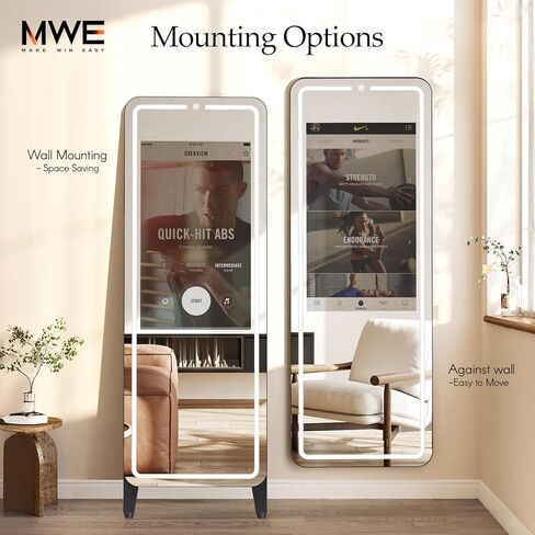 مرآة الصالة الرياضية الذكية للتمرين المنزلي | شاشة لمس عالية الدقة مقاس 32 بوصة بنظام تشغيل Android | سطح عاكس مقاس 63 بوصة | لا توجد رسوم لكبار الشخصيات تدعم تطبيقات مختلفة، والتحكم الصوتي، وشريط إضاءة LED لمزامنة الموسيقى، لصالة الألعاب الرياضية المنزلي in Kuwait
