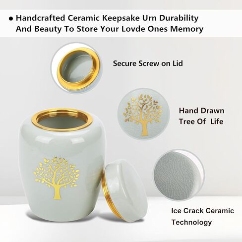 Medium Urns for Human Ashes Adult Male or Famale,Urn for Ashes for Women,Ceramic Tree of Life Keepsake urn,Babies & Pets urn,Holds Up to 45LBS(45Cubic inch)(Velvet Bag Included) in Saudi Arabia