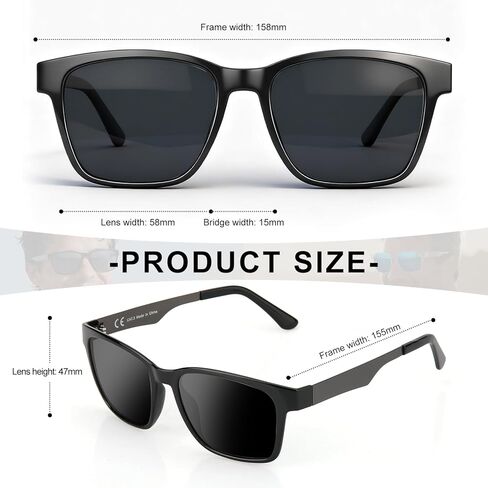نظارات شمسية مستقطبة كبيرة الحجم للغاية مقاس 158 مم XXL للرجال، مقاومة للخدش/المياه المالحة/عدسة كارهة للزيوت مع الأشعة فوق البنفسجية 400 in Kuwait