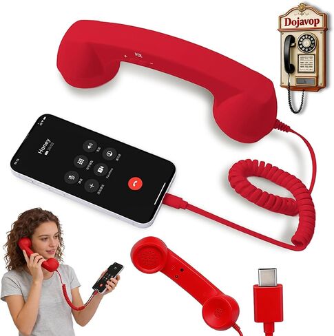 Retro Phone Handset Home Decor Aesthetic for iPhone Landline Rotary Phone for Home Pop Corded Telephone Handset for Cell Phones Connect to House Old School Vintage Telephone Receiver (Black) in Kuwait