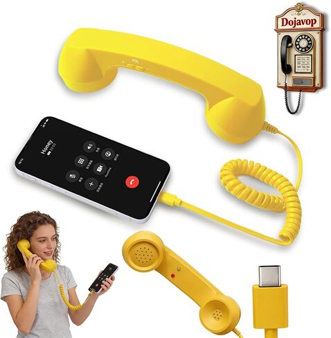 سماعة هاتف ريترو ديكور منزلي جمالية لهاتف iPhone الثابت، هاتف دوار للمنزل، سماعة هاتف سلكية للهواتف المحمولة، تتصل بمستقبل الهاتف القديم بالمنزل (أسود) in Kuwait