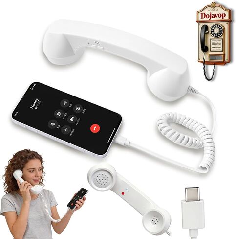 سماعة هاتف ريترو ديكور منزلي جمالية لهاتف iPhone الثابت، هاتف دوار للمنزل، سماعة هاتف سلكية للهواتف المحمولة، تتصل بمستقبل الهاتف القديم بالمنزل (أسود) in Kuwait