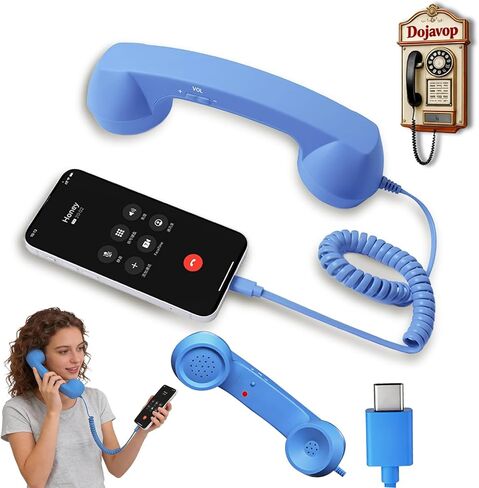سماعة هاتف ريترو ديكور منزلي جمالية لهاتف iPhone الثابت، هاتف دوار للمنزل، سماعة هاتف سلكية للهواتف المحمولة، تتصل بمستقبل الهاتف القديم بالمنزل (أسود) in Kuwait