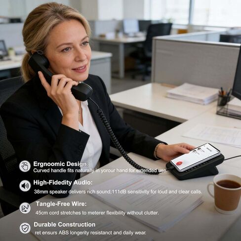Retro Phone Handset, 2026 New Retro Phone Handset, Type-C Retro Telephone Wired Handsets Style Landline Handle Receiver for Cell Mobile Video Conferences, Calls, Meetings (red,Type-C) in Saudi Arabia
