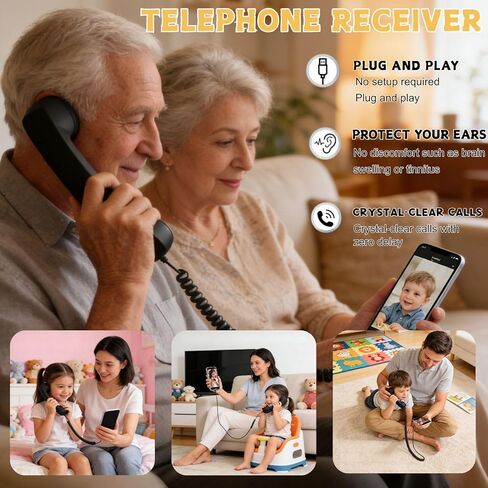 Retro Phone Handset, 2026 New Retro Phone Handset, Type-C Retro Telephone Wired Handsets Style Landline Handle Receiver for Cell Mobile Video Conferences, Calls, Meetings (red,Type-C) in Saudi Arabia