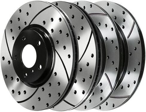 4pcs Disc Brake Rotor Set Kit Assembly Front Rear Left Right ABS Steel Coated Drilled Slotted for Nissan for Murano 3.5L 2005-2007 2011-2014 880307 12042080 PR41377PR41350 in Saudi Arabia