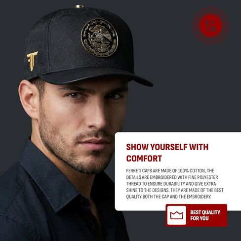 – FT163 – قبعة Snapback الأصلية – قبعة بيسبول سائق الشاحنة – تصميم مطرز النسر المكسيكي قابل للتعديل – أسود in Saudi Arabia
