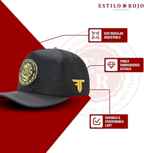– FT163 – قبعة Snapback الأصلية – قبعة بيسبول سائق الشاحنة – تصميم مطرز النسر المكسيكي قابل للتعديل – أسود in Saudi Arabia