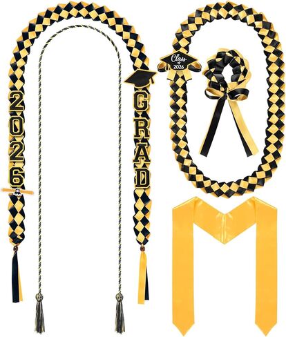 18 Pcs Graduation Leis and Stole and Honor Cords 2025 Braided Necklace Adjustable for Student Graduation Gifts Party Supplies(White and Pink) in Kuwait