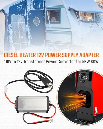 12V Power Supply Adapter for Diesel Heater – 110V to 12V Transformer Power Converter for 5KW/8KW Diesel Air Heater, AC to DC Adapter for Home & Garage Use, Stable 12V/25A Output in Saudi Arabia