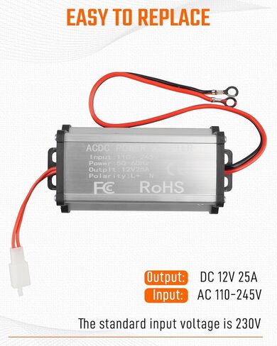 12V Power Supply Adapter for Diesel Heater – 110V to 12V Transformer Power Converter for 5KW/8KW Diesel Air Heater, AC to DC Adapter for Home & Garage Use, Stable 12V/25A Output in Saudi Arabia