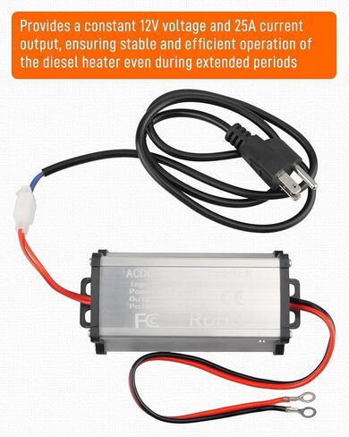 12V Power Supply Adapter for Diesel Heater – 110V to 12V Transformer Power Converter for 5KW/8KW Diesel Air Heater, AC to DC Adapter for Home & Garage Use, Stable 12V/25A Output in Saudi Arabia