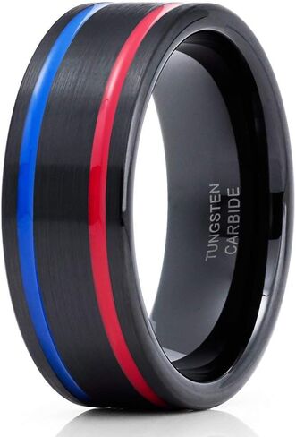 Red Tungsten Wedding Ring Blue Tungsten Ring Black Tungsten Ring Anniversary Ring Engagement Ring 8mm in Saudi Arabia